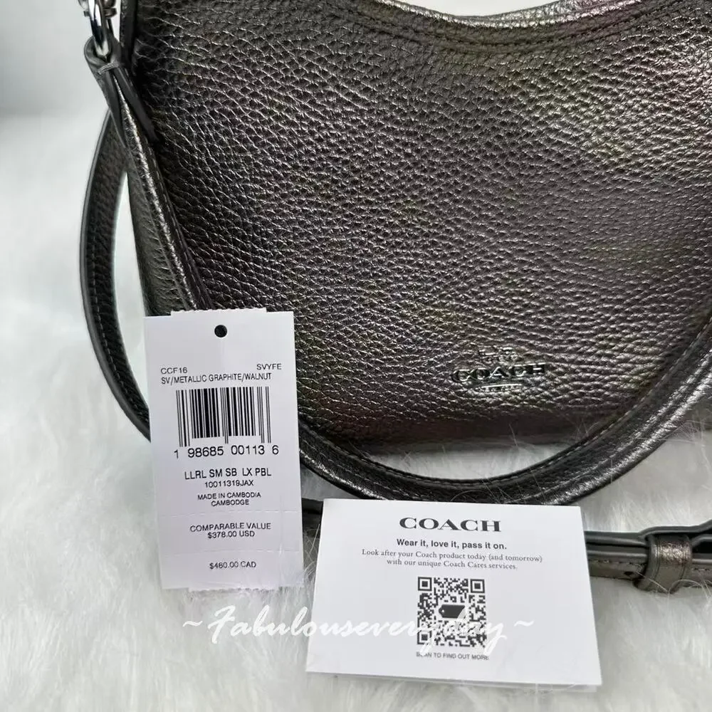 Coach Laurel Small Shoulder Bag Star Charm Leather/Metallic Graphite CCF16 NWT